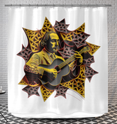 Colorful and modern Vibrant Vibes Shower Curtain in a stylish bathroom setting.